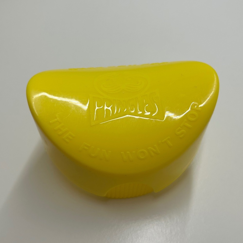 Vintage Pringles To Go Potato Chip Holder Snack Container Yellow Lunch Box